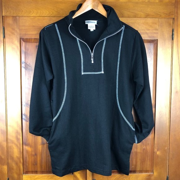 NEW CW Classics Cozy Black Cotton Blend French Terry 2 Piece Set Athleisure - Picture 3 of 16